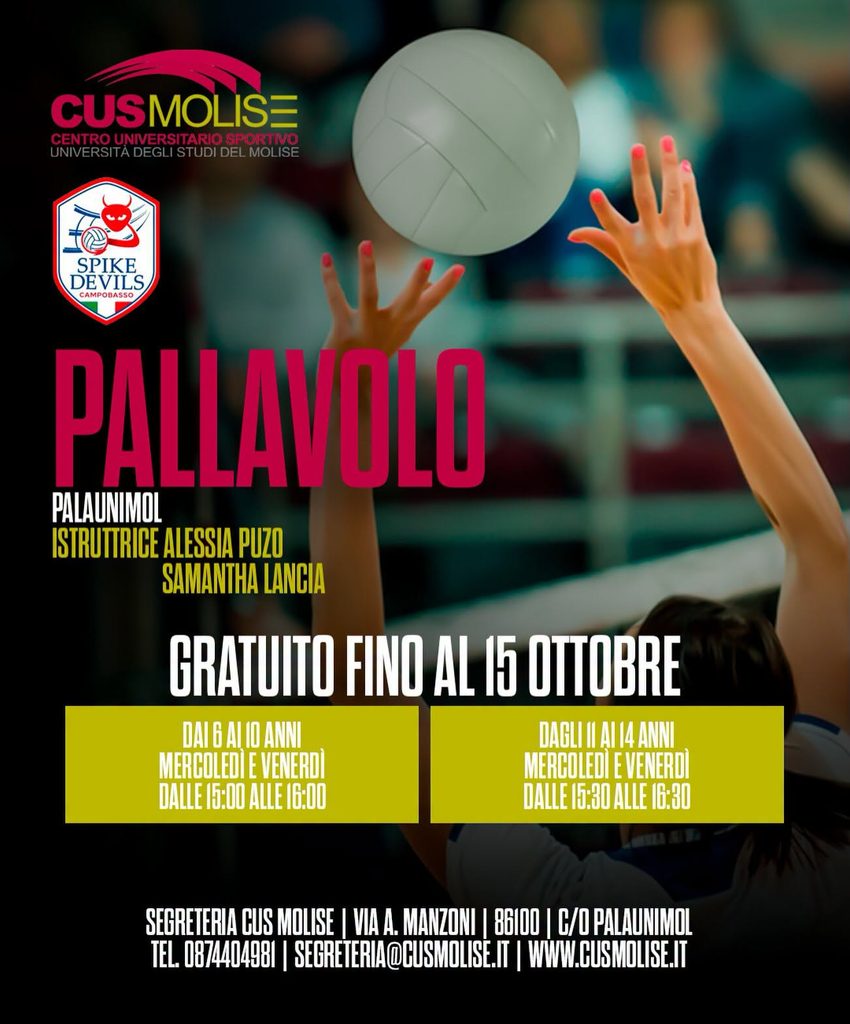 Cus Molise, al via il corso di pallavolo