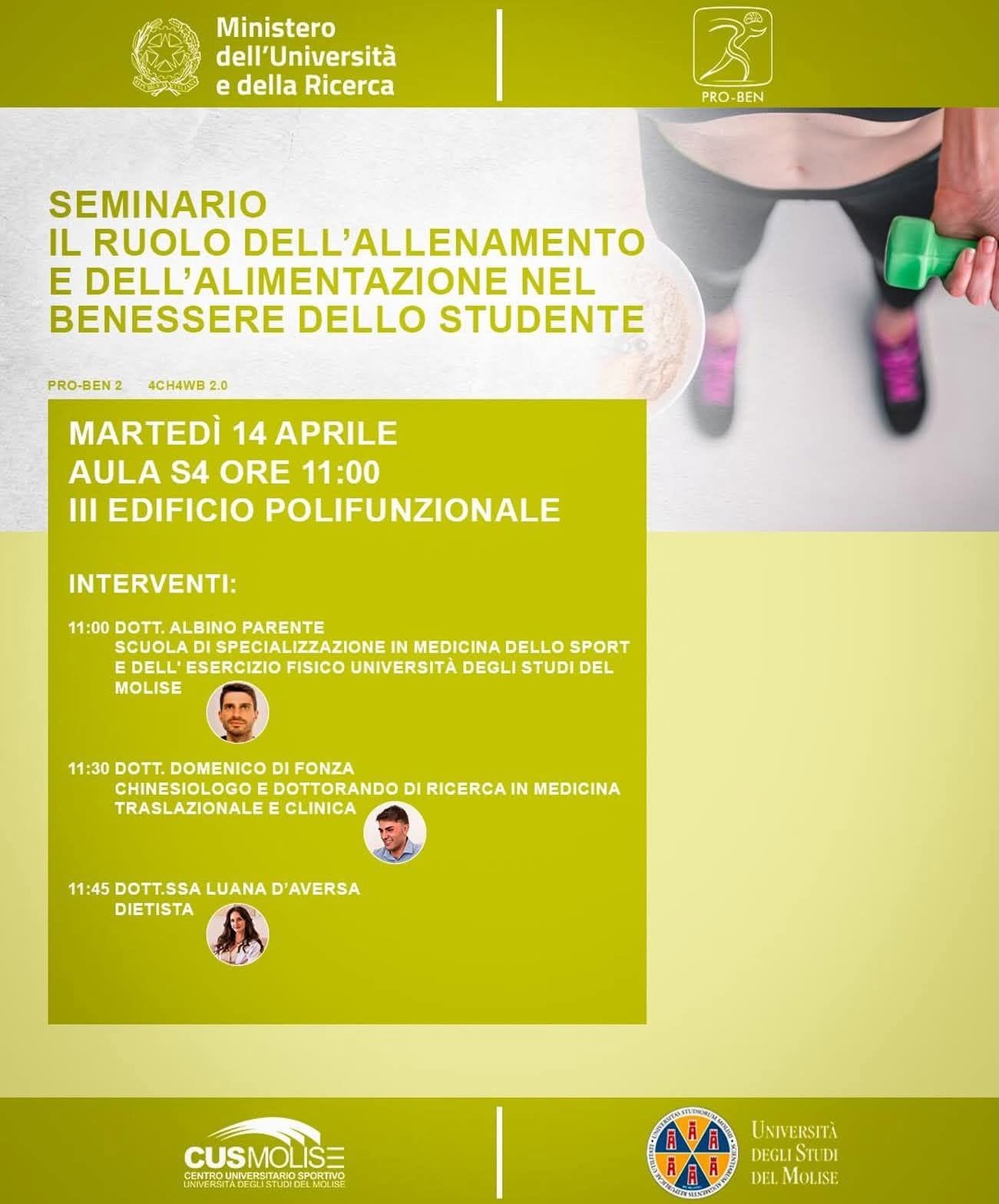 Seminario allenamento alimentazione e benessere